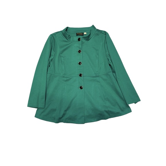 Bob Mackie Wearable Art Green Jacket with Black Buttons Size Lg Excellent Cond - Picture 8 of 8